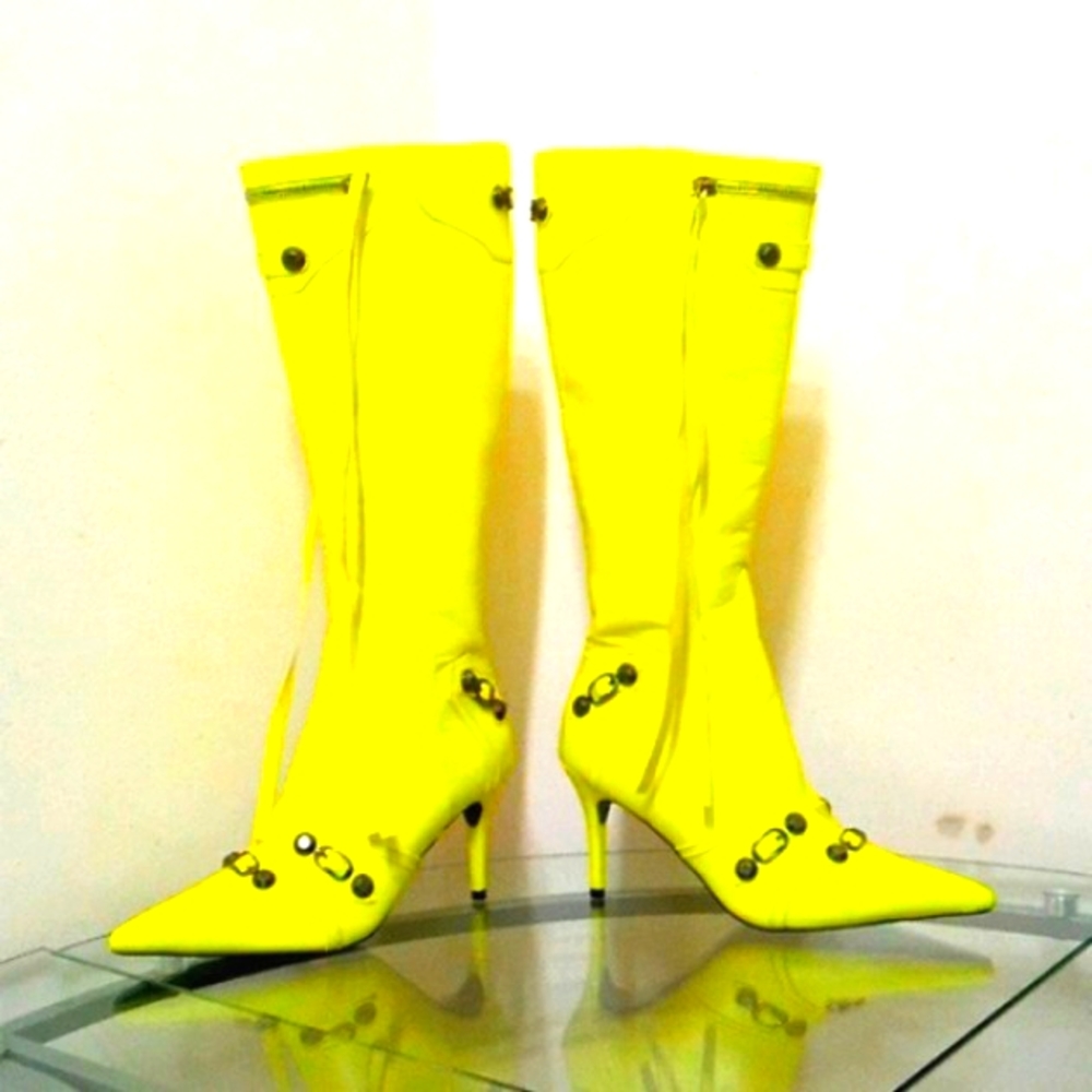 🎁FREE GIFT INCLUDED Brand New High Knee Boots Stiletto Heel Pointed Toe Tassels - Picture 5 of 16